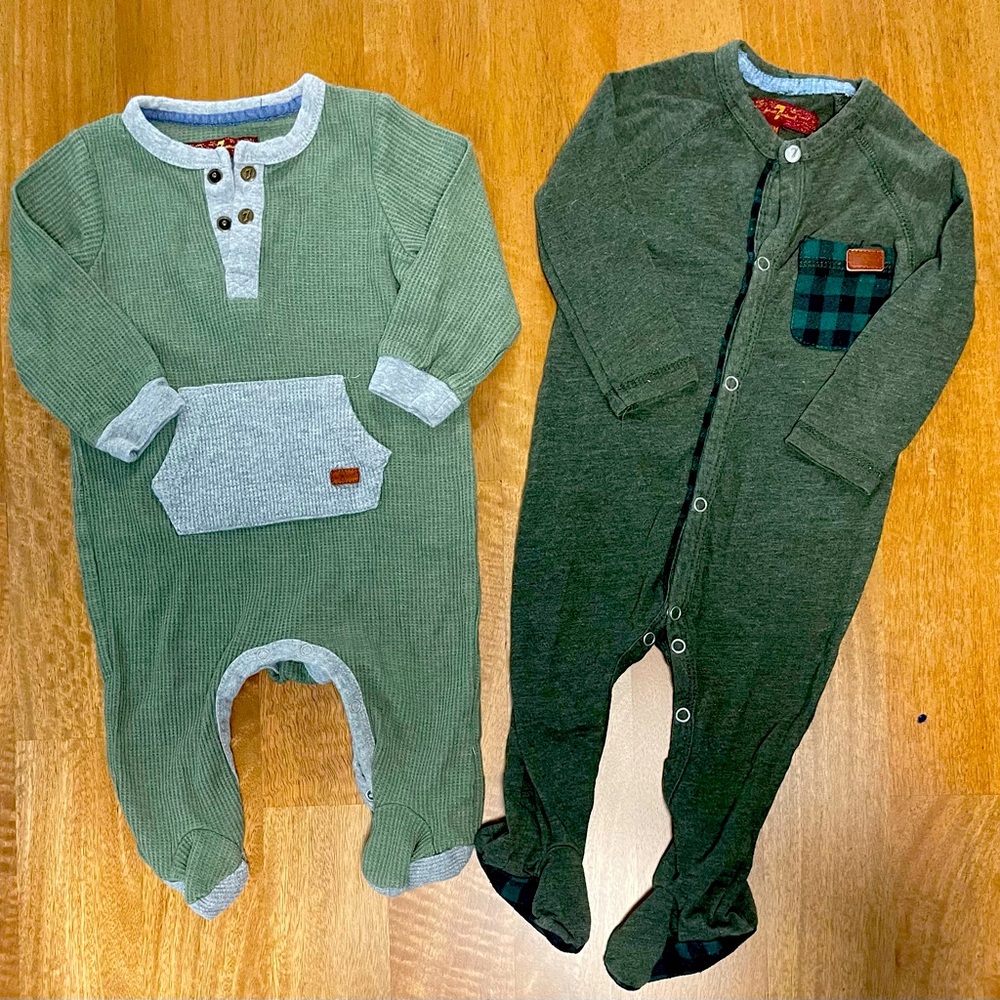 Green 7 For All Man Kind Kids One Piece Set sz3-6m